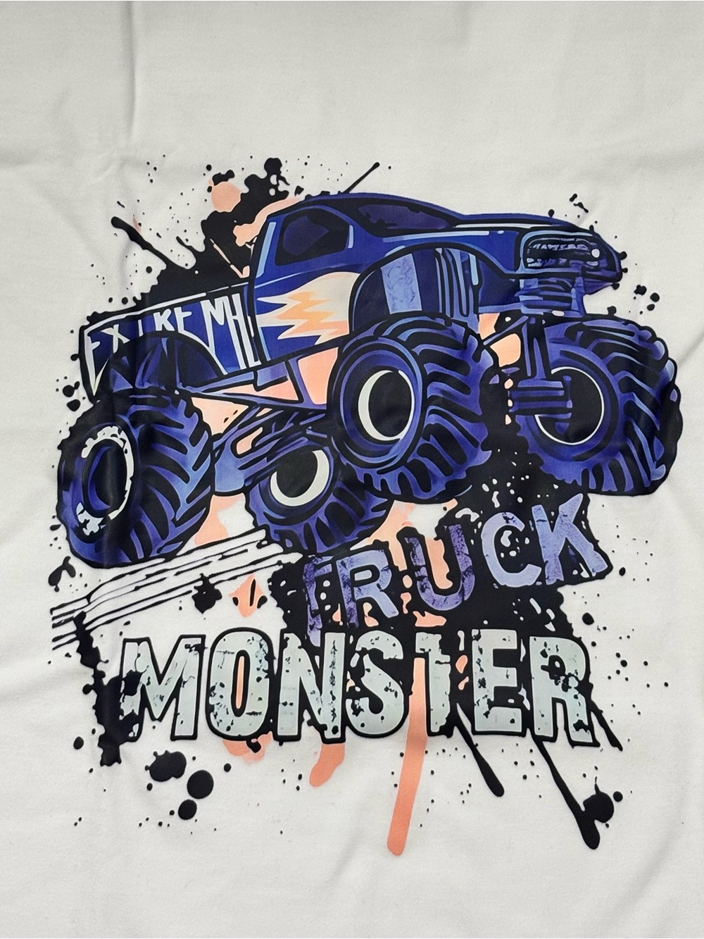 Kids Monster Truck Graphic Tee -
Size 7-8 yrs /130e - white- blue-black